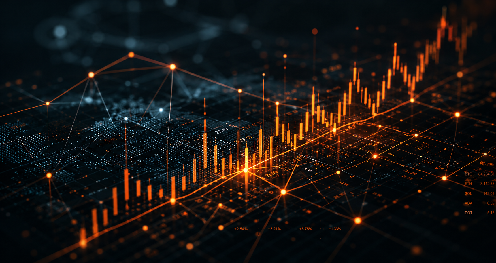 Portfolio und Finanzdaten im digitalen Stil